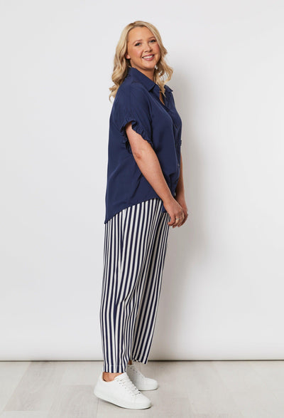 Frilled Hem Top - Navy