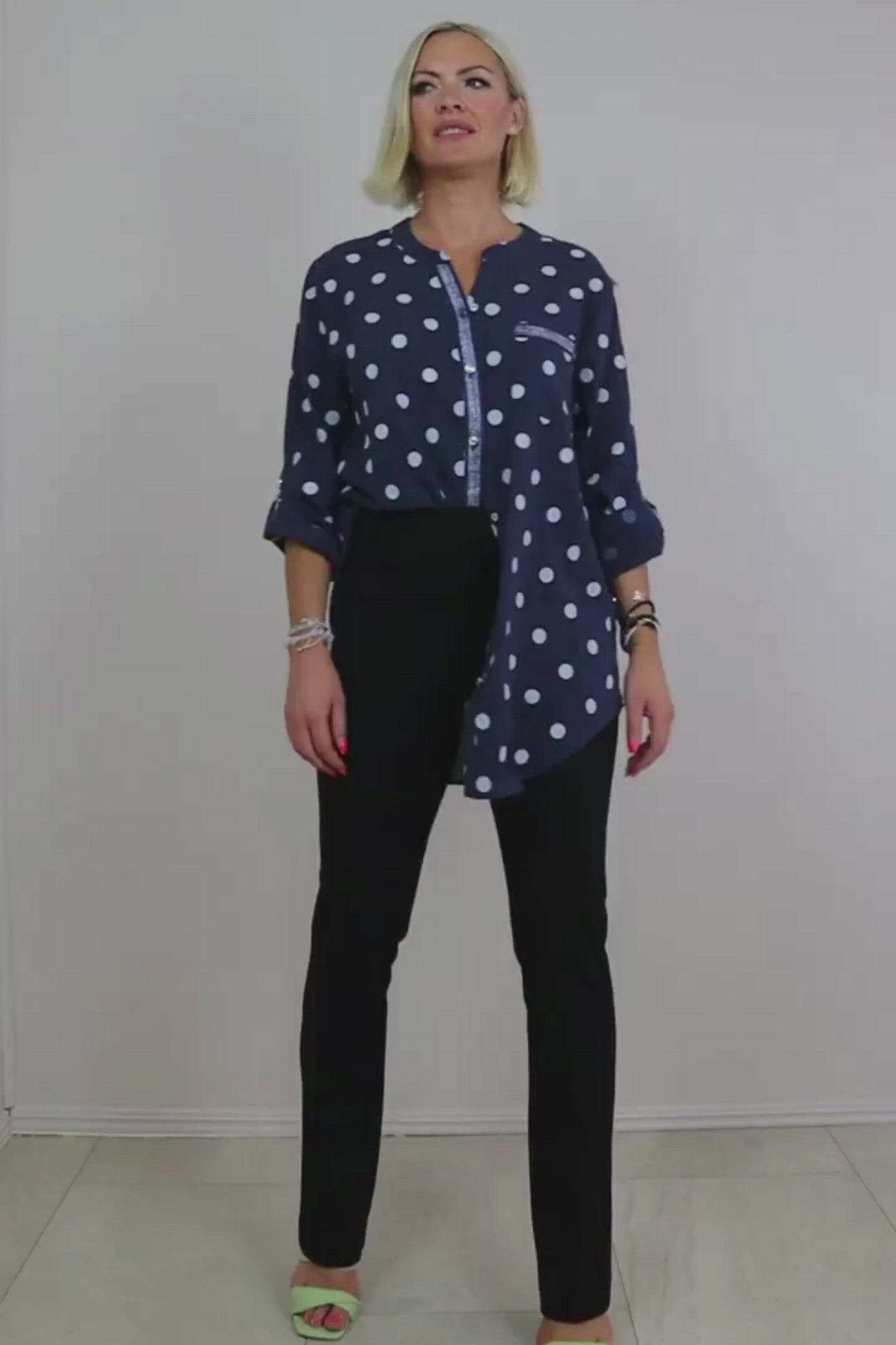 Spot Shirt Size 10 with Silver Trim - Navy