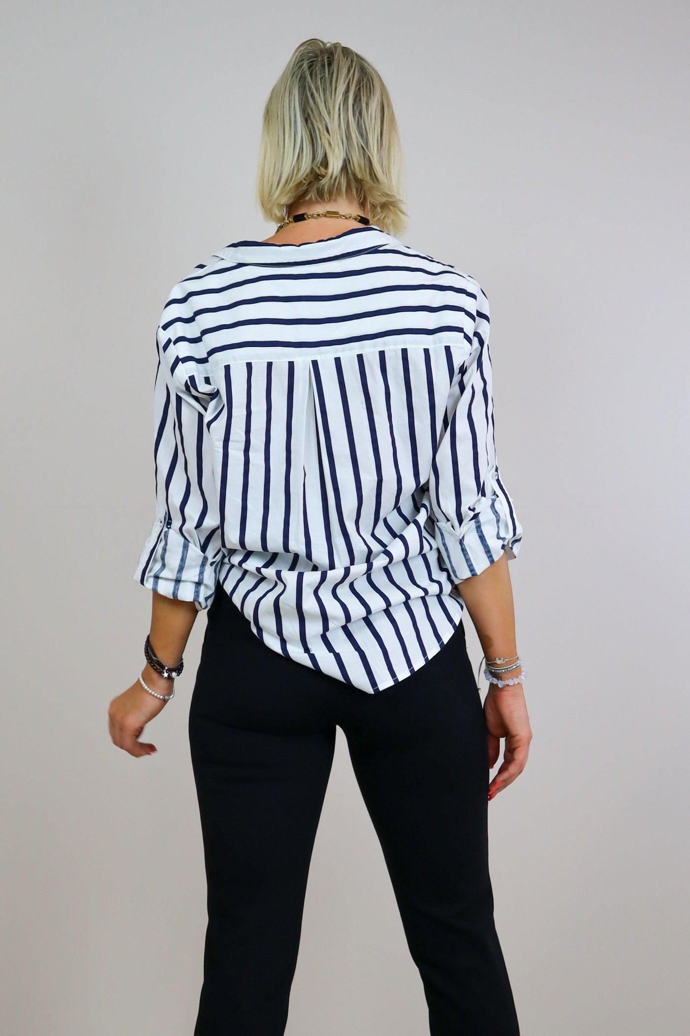 Long Sleeve Stripe Shirt - Navy