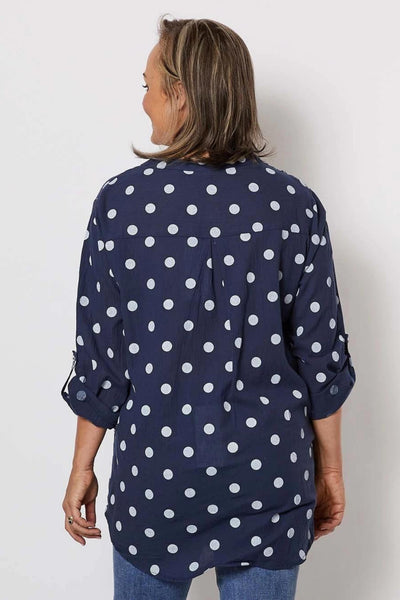 Spot Shirt Size 10 with Silver Trim - Navy
