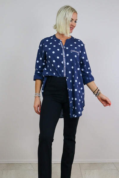 Spot Shirt Size 10 with Silver Trim - Navy