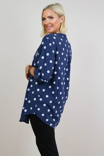 Spot Shirt Size 10 with Silver Trim - Navy