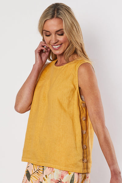 Side Button Linen Cami
