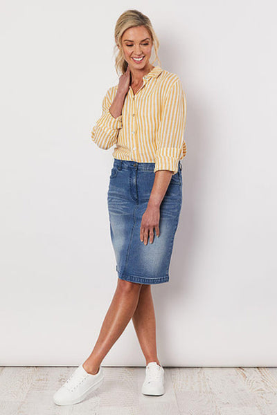 Stripe Long Sleeve Shirt - Gold Size 8