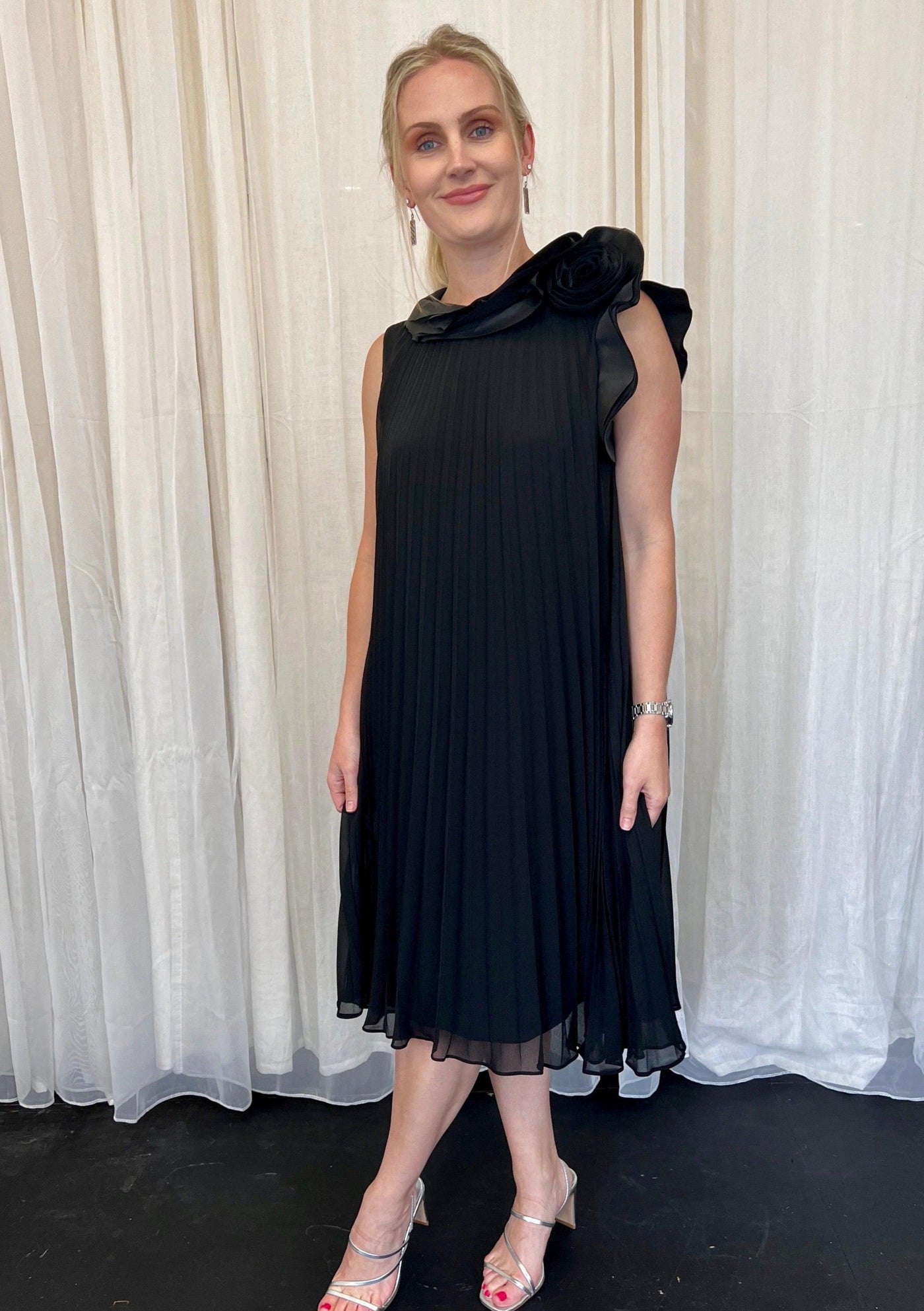 Pleated Dress - Black 223728 Size 6