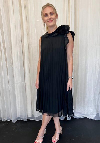 Pleated Dress - Black 223728 Size 6