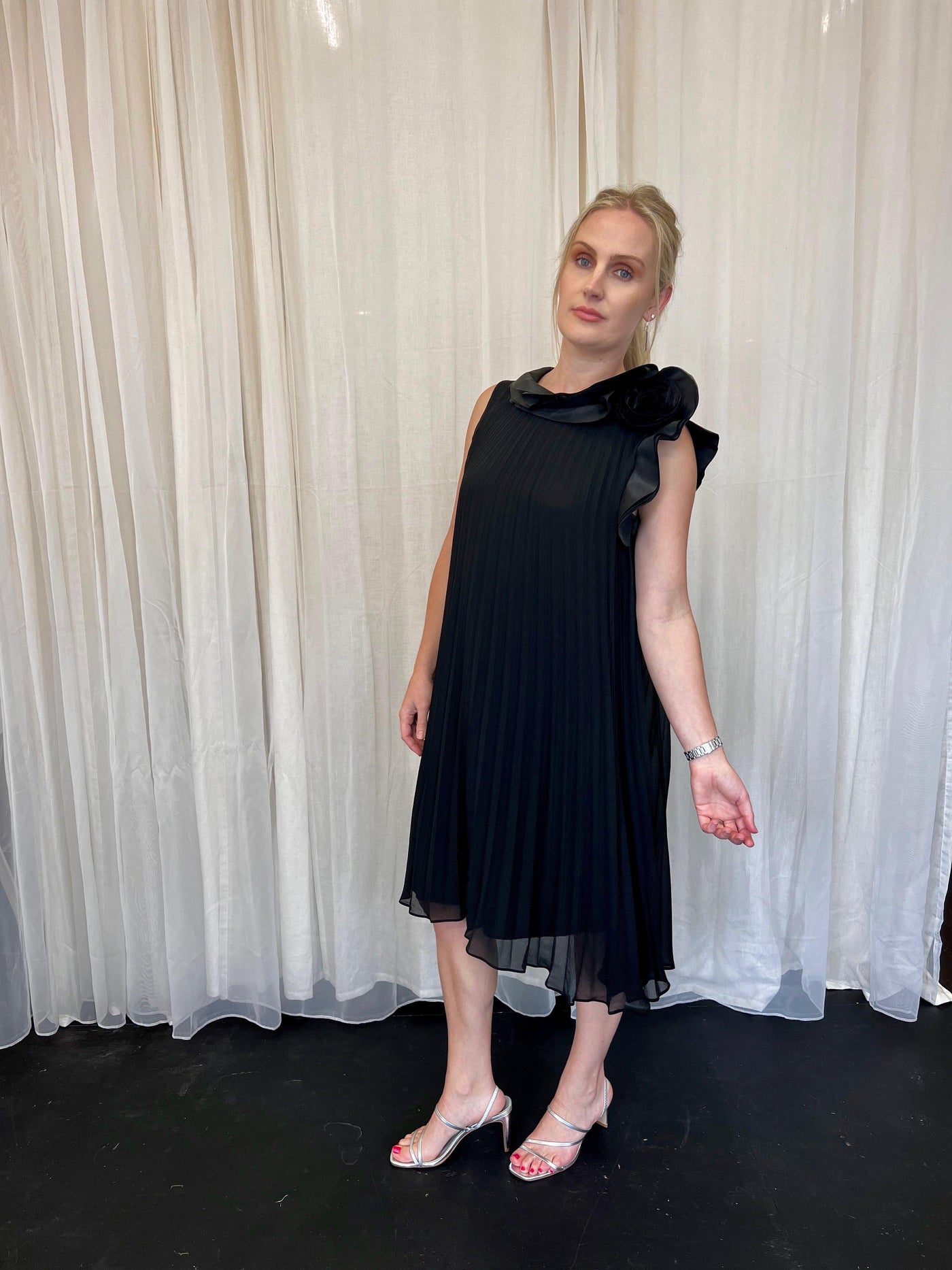 Pleated Dress - Black 223728 Size 6