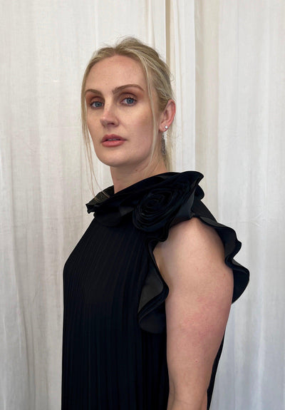 Pleated Dress - Black 223728 Size 6