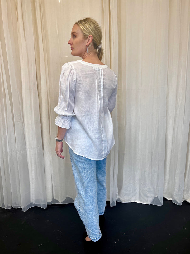 Valeria Nickerson Pleat Top - White