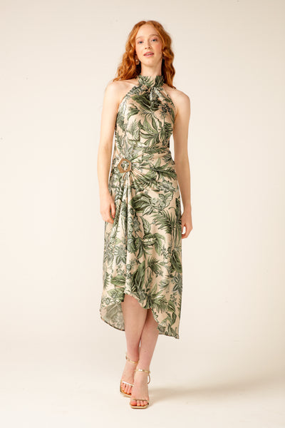 Jubilee Bias Dress - Olive/Cream