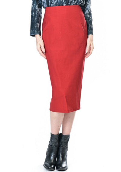 Stretch Linen Madmen Skirt - Red