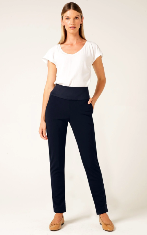 Tapered Leg Pull On Pant - Navy
